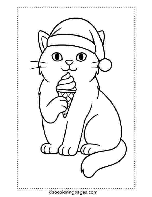 Big Cat Wearing Santa Hat