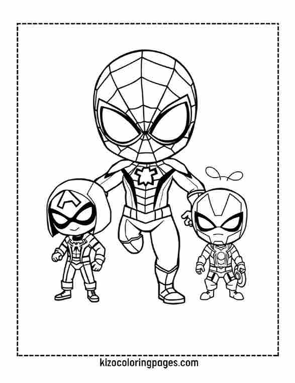 Chibi Spider-Man with Mini Avengers