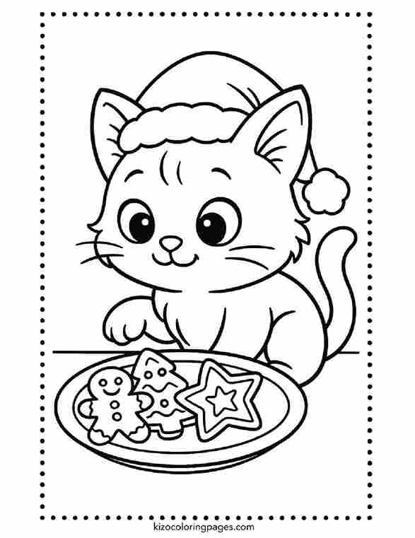 Christmas Cat with Gingerbread Cookies