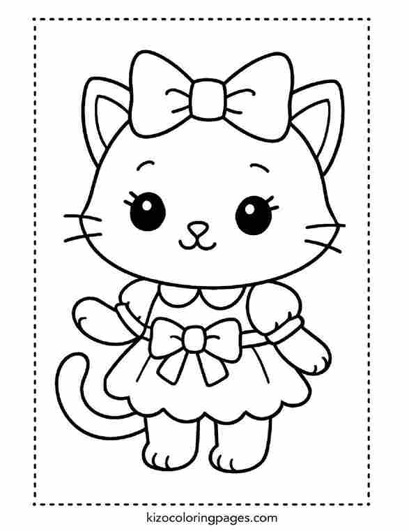 Cute Cartoon Cat in Dress