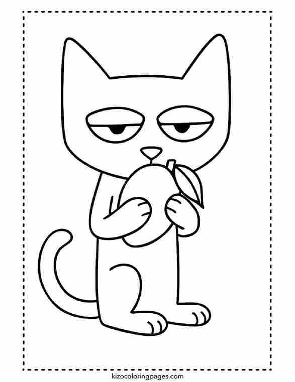 Cute pete Cat Holding Mango