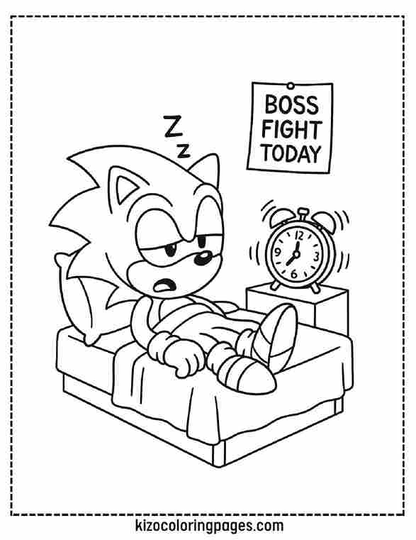 Funny Sonic Sleeping Line Art