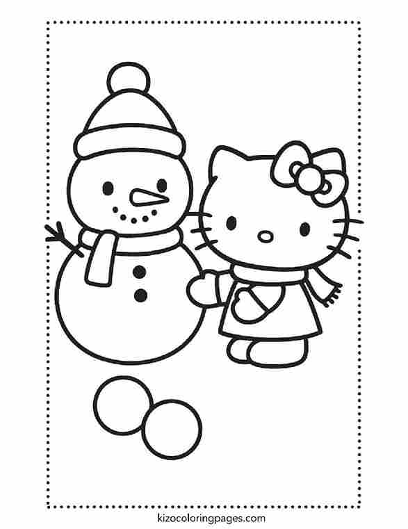 Hello Kitty Building Snowman