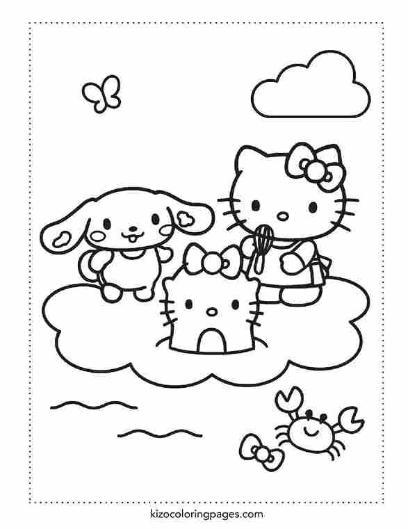Hello Kitty and Cinnamoroll in the Clouds