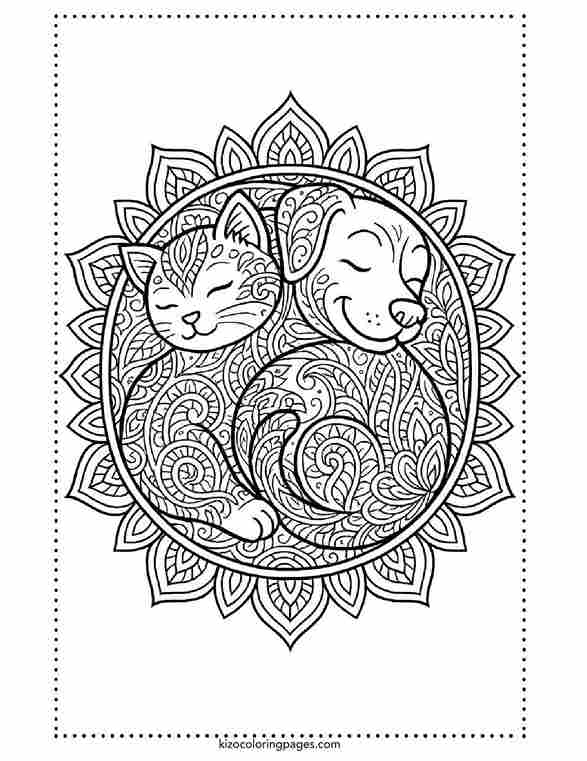 Mandala Cat and Dog