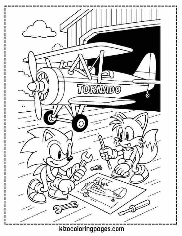 Sonic and Tails Fixing the Tornado Plane