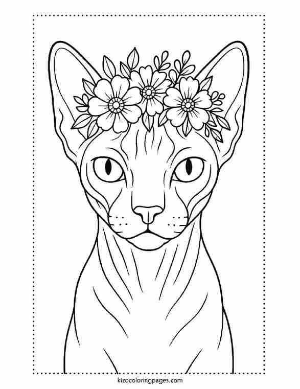 Sphynx Cat with Flower Crown