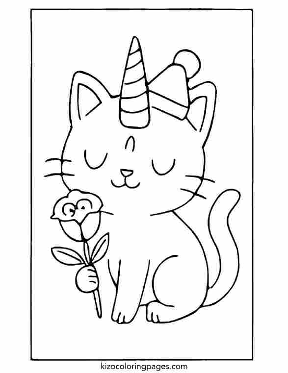 Unicorn Cat with Rose