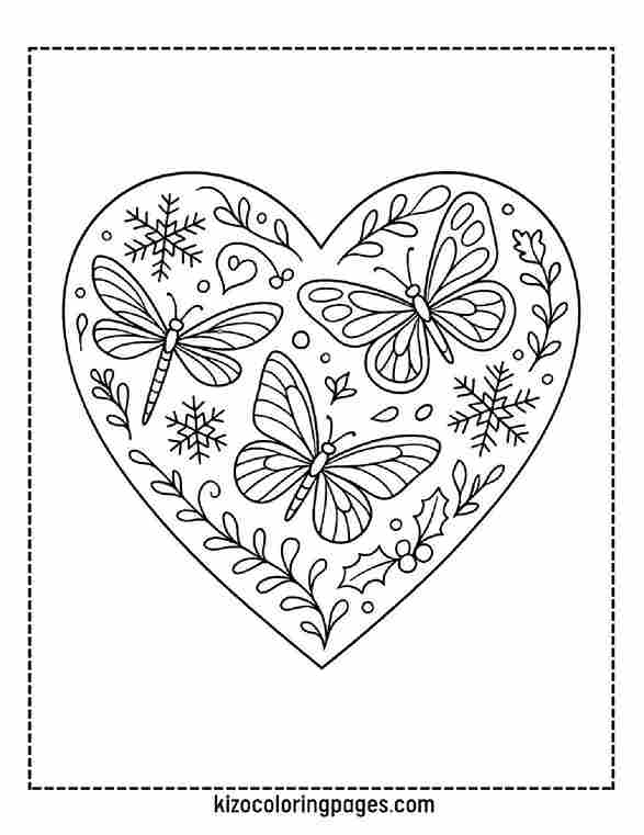 Butterfly Heart Beautiful Heart with Butterflies & Dragonflies