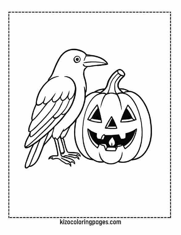 Crow with Jack-o-Lantern Halloween
