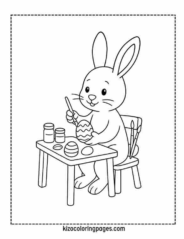 Easter Bunny Painting Eggs