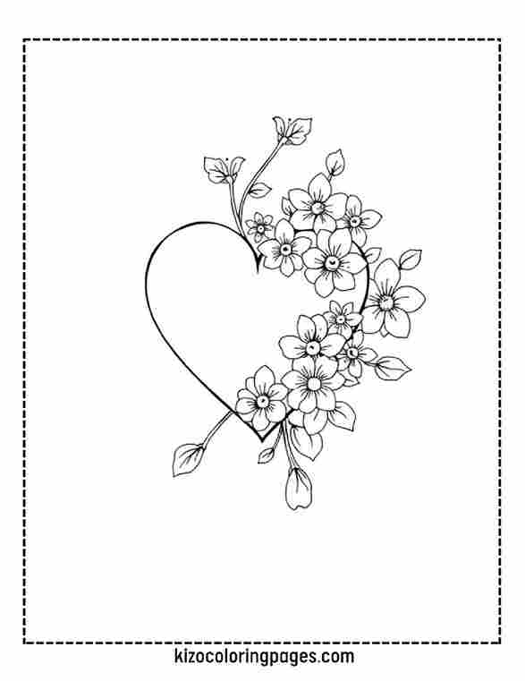 Flying heart with flowers