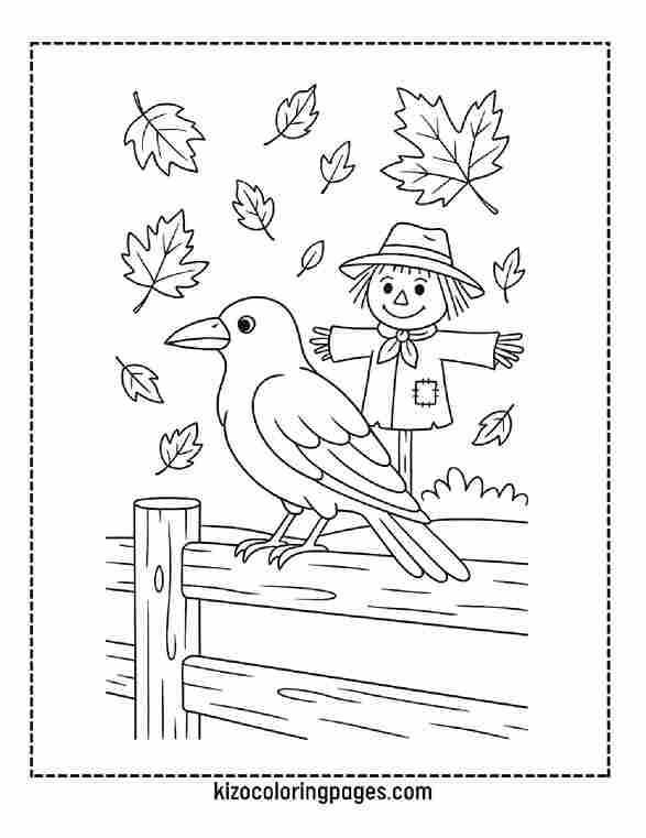 Halloween Crow on Fence