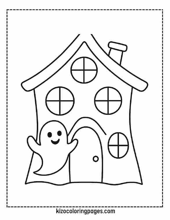 Haunted House with Ghost Halloween