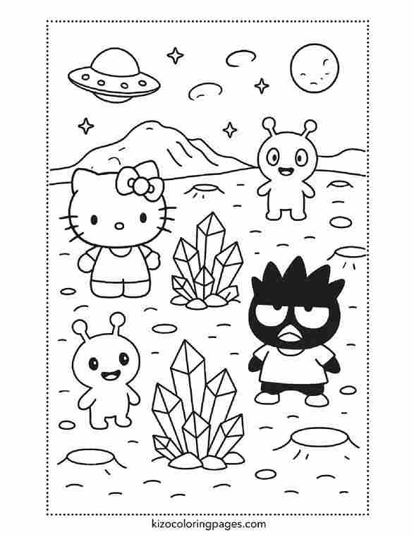 Hello Kitty and Badtz Maru Explore Alien Plane