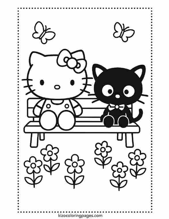 Hello Kitty and Chococat Park Bench