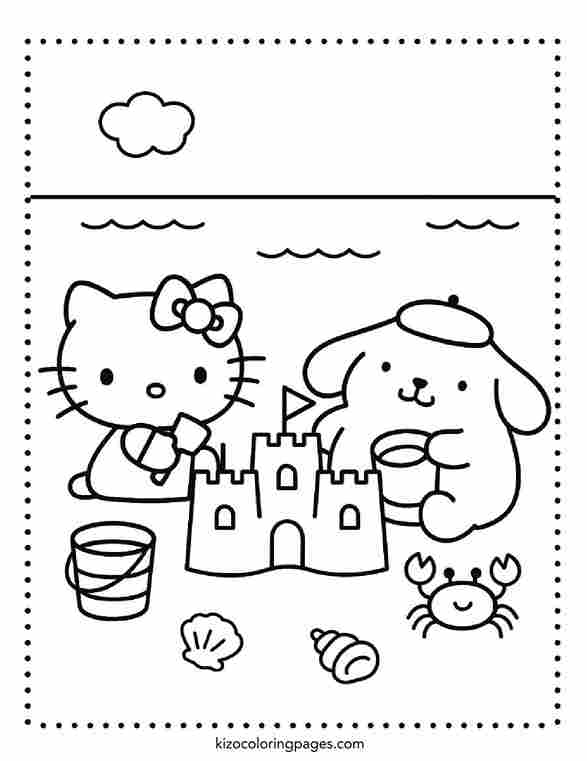 Hello Kitty and Pompompurin Sandcastle