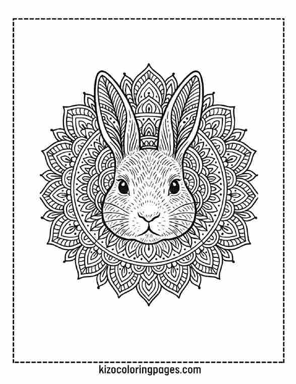 Mandala Bunny Portrait Black Line