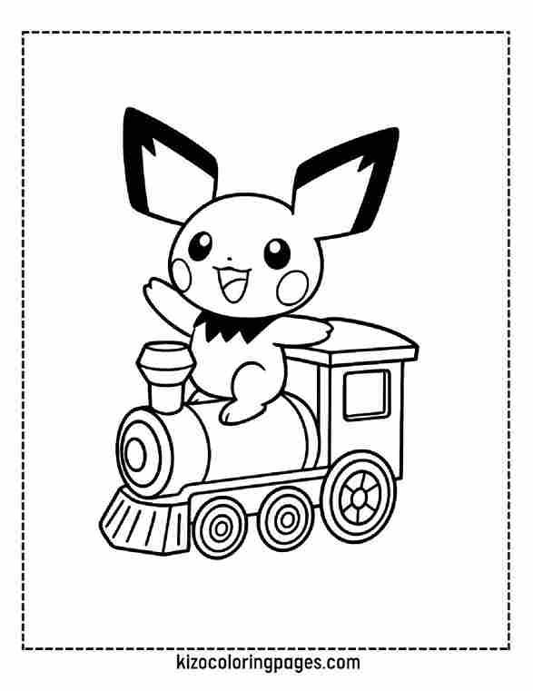 Pichu Riding a Toy Train