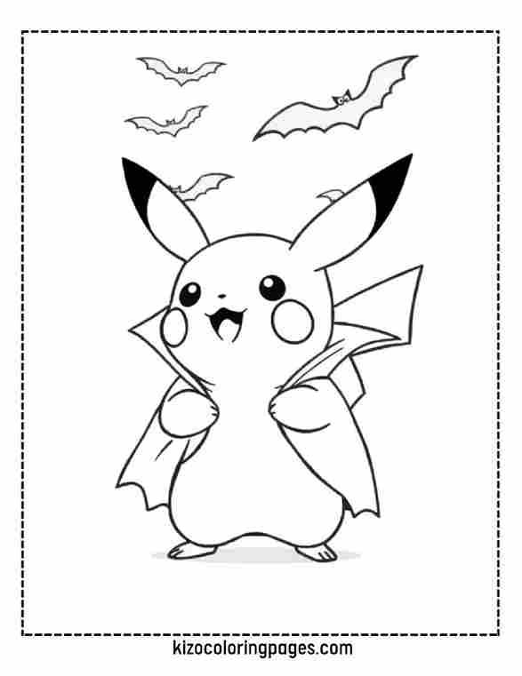 Pikachu in Vampire Cape with Bats Halloween