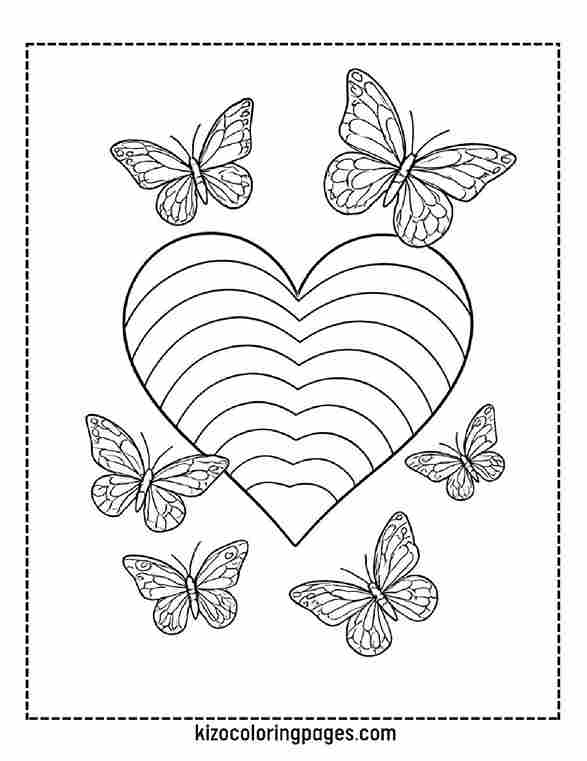 Rainbow Heart with Butterflie