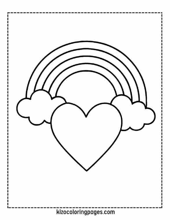 Rainbow Heart with Clouds