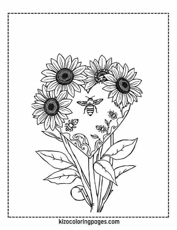 Summer Heart Sunflowers & Bees