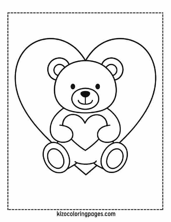 Teddy Bear Sitting with Big Heart