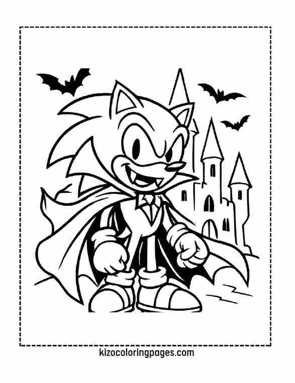 Vampire Sonic Art in Front of Haunted Castle