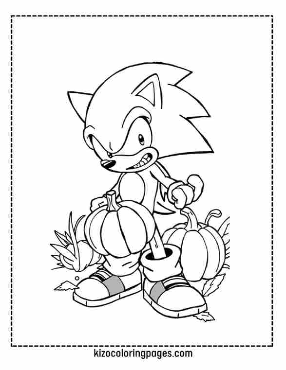 Zombie Sonic Holding a Pumpkin